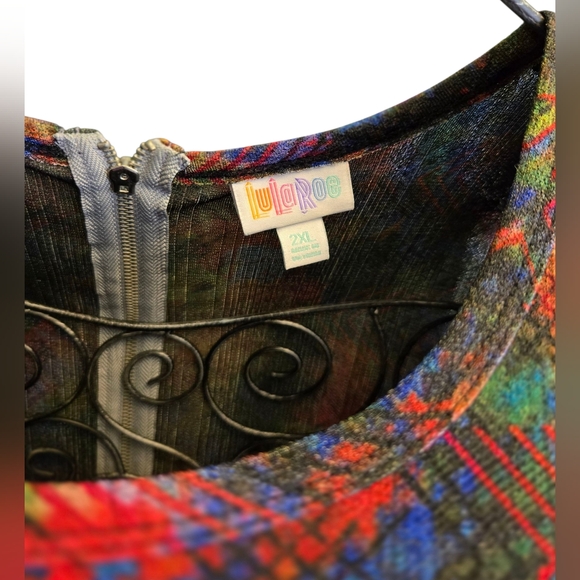 LuLaRoe Colorful Brushstroke Midi Dress Size 2x - Picture 3 of 5